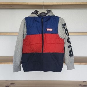 Levi's Kids Colorblock Puffer Jacket - Red, Blue, Gray